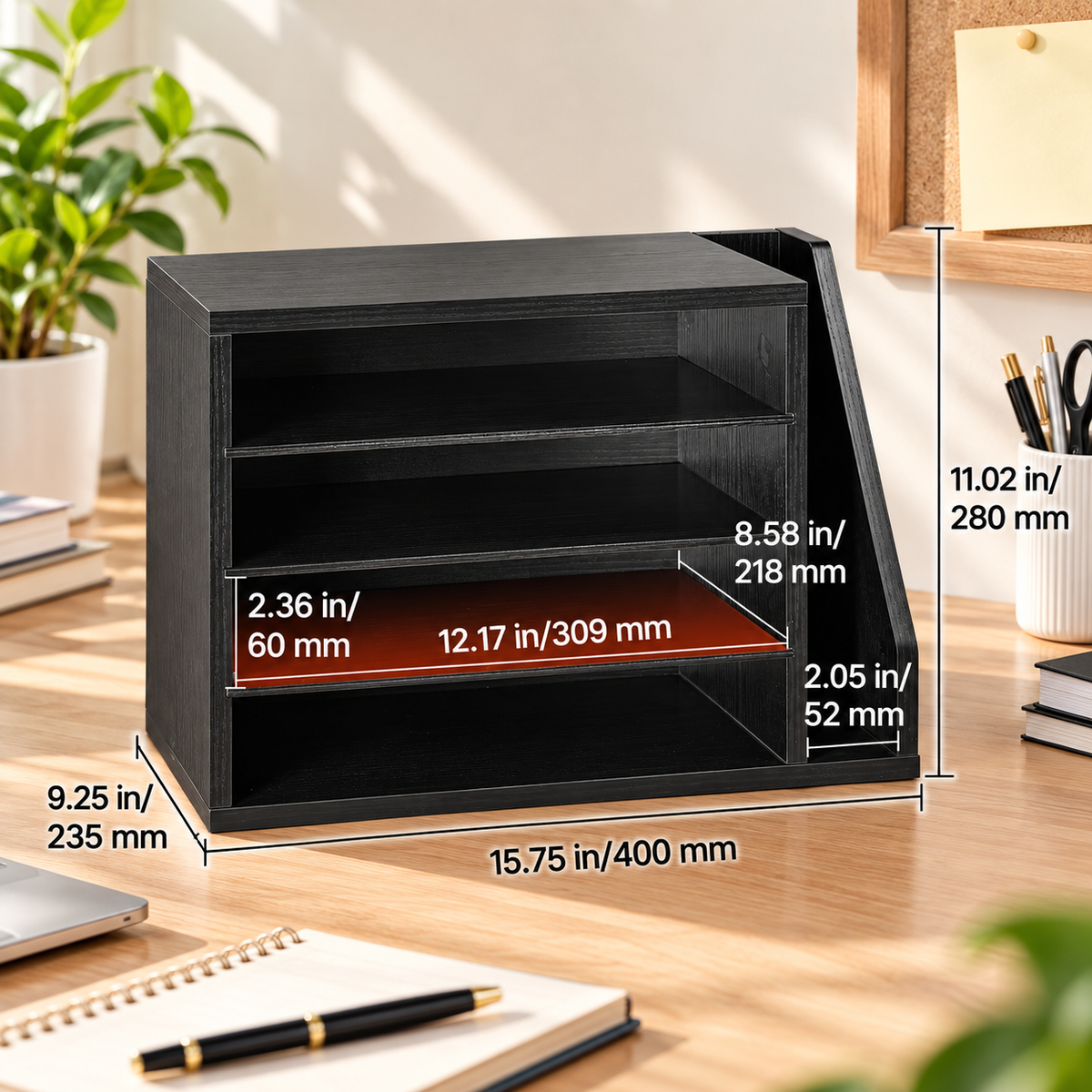 Wooden Literature Desktop Organizer