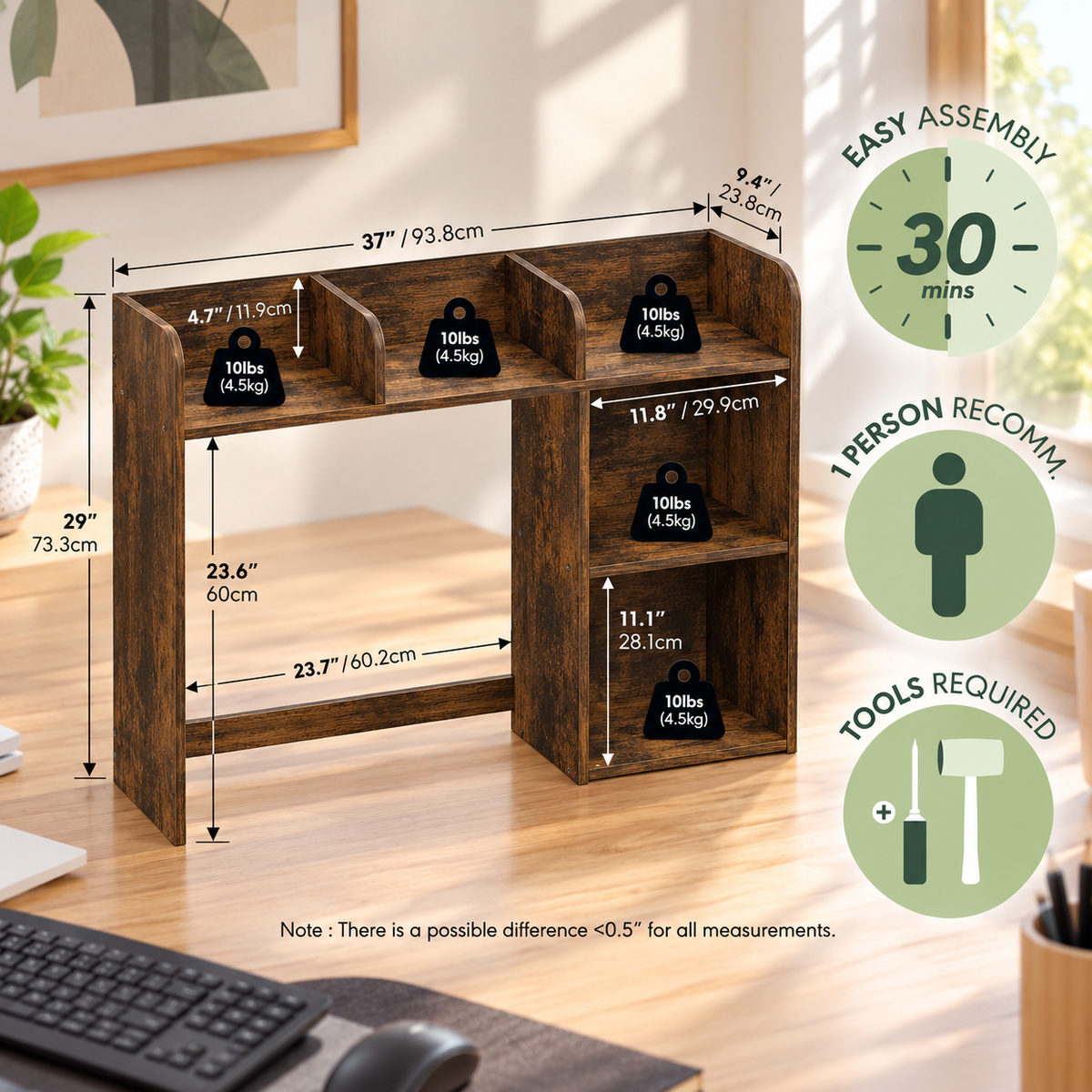 5-Shelf Desktop Hutch Organizer