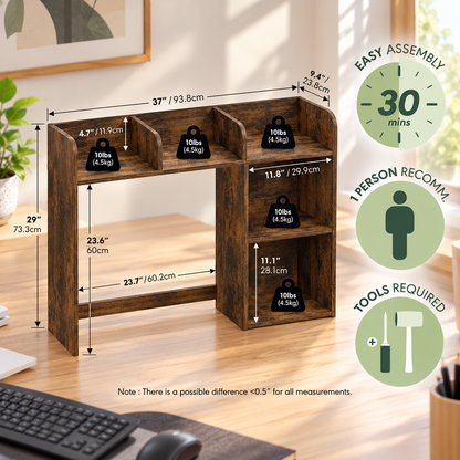 5-Shelf Desktop Hutch Organizer