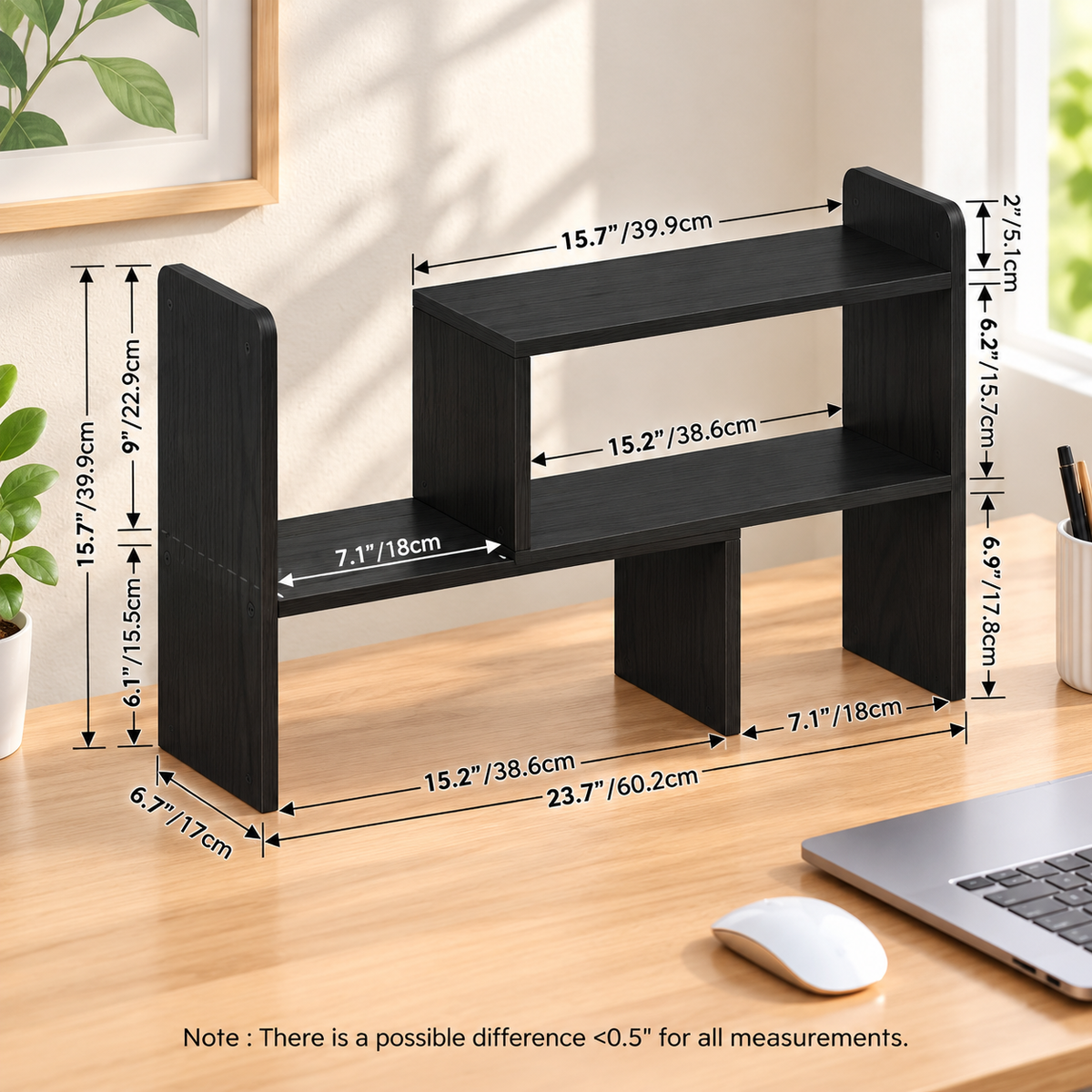 Multi-Tier Desktop Organizer Bookshelf