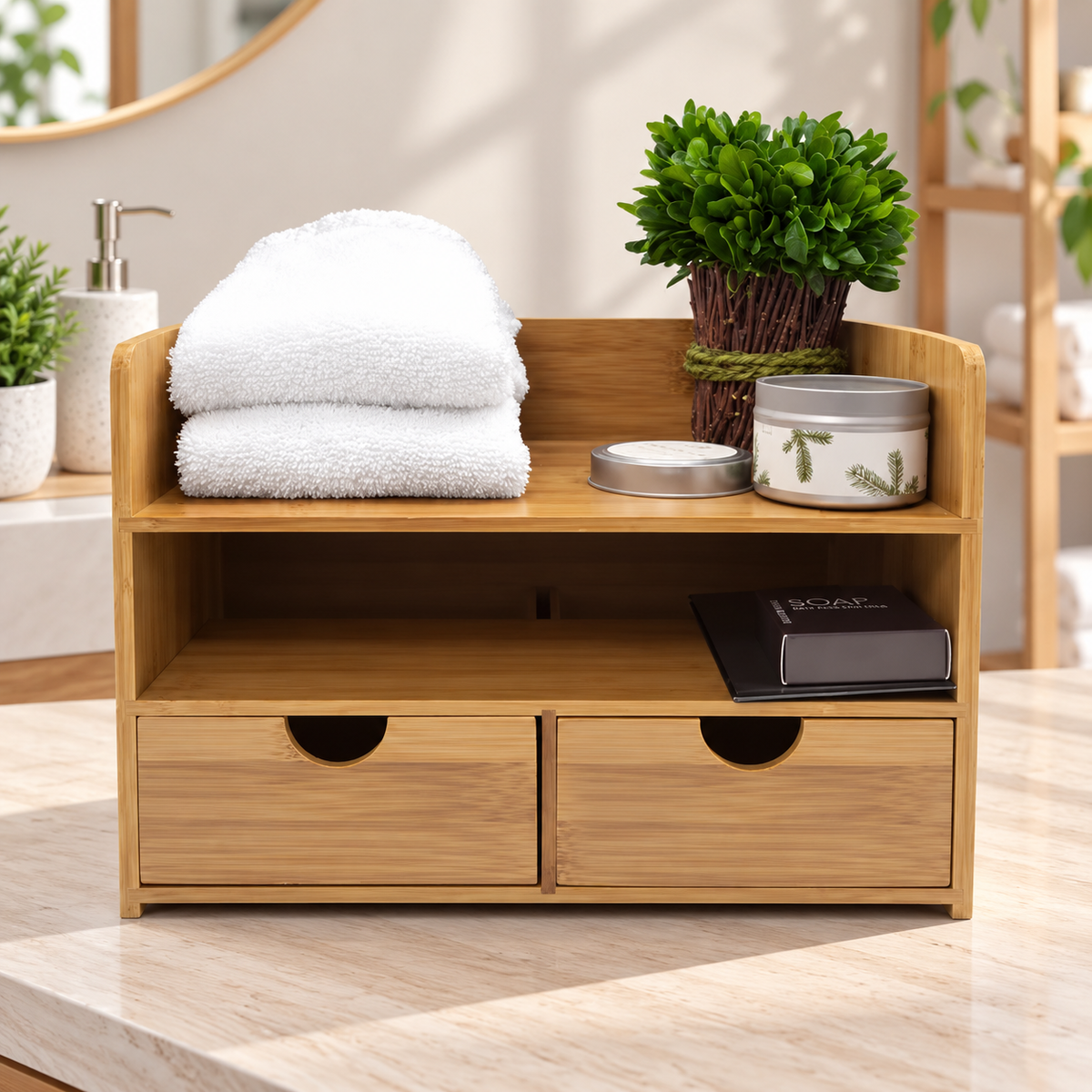 3-Tier Bamboo Desktop Drawer Organizer