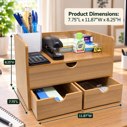 3-Tier Bamboo Desktop Drawer Organizer