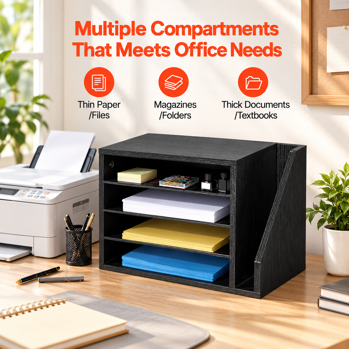 Wooden Literature Desktop Organizer