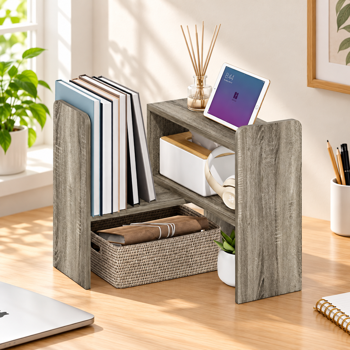 Multi-Tier Desktop Organizer Bookshelf